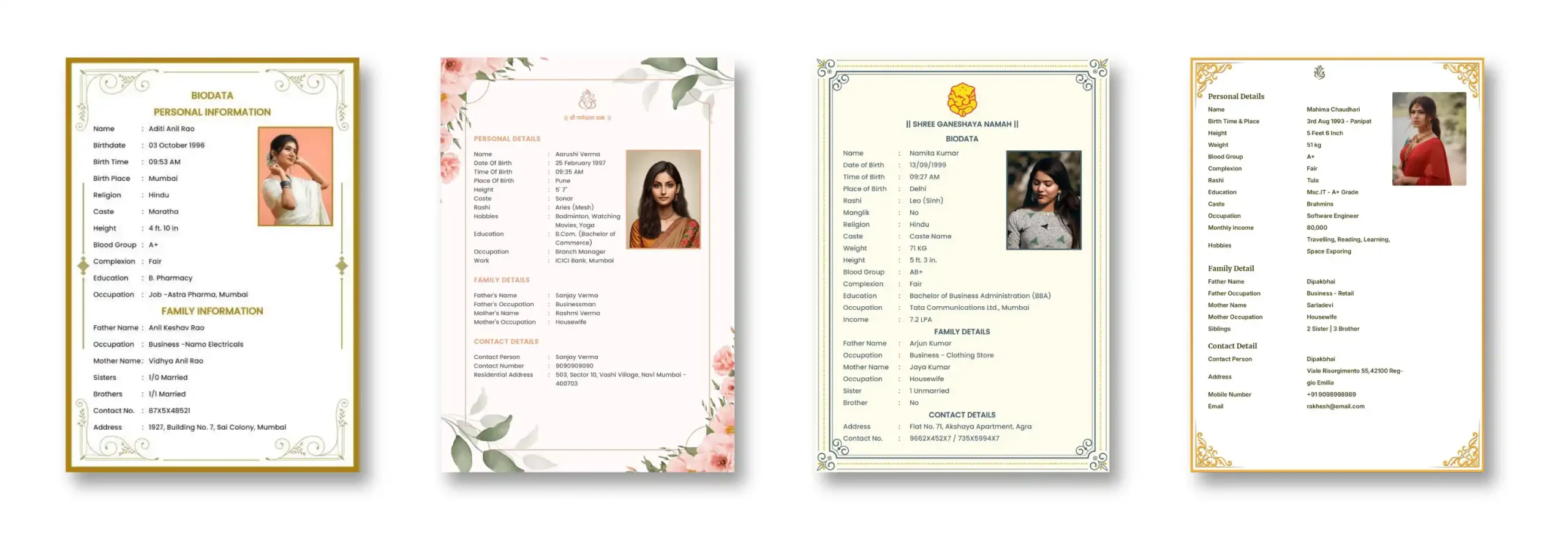 marriage biodata format